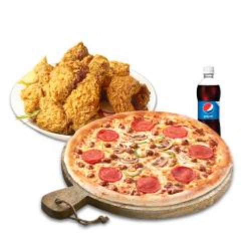 [피자나라치킨공주]피치세트L(콤비네이션피자L+후라이드치킨(뼈))+치즈크러스트+콜라1.25L