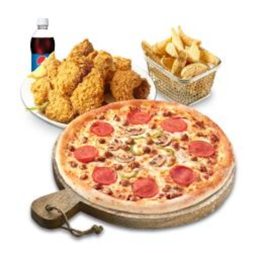 [피자나라치킨공주]피치세트L(콤비네이션피자L+후라이드치킨(뼈))+리얼웨지버터갈릭+콜라1.25L